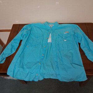 Columbia Long Sleeve Fishing Shirt, Turquoise, XL